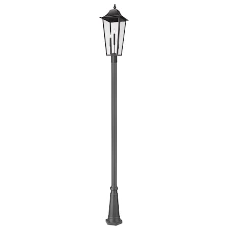 Z-Lite Gannon 3 Light Outdoor Post Mounted Fixture, 12in. W x 125.5in. H, Black 5008PHXLR-519P-BK
